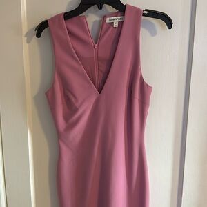 Vintage fitted Elizabeth and James dress in Barbie pink with high low detail